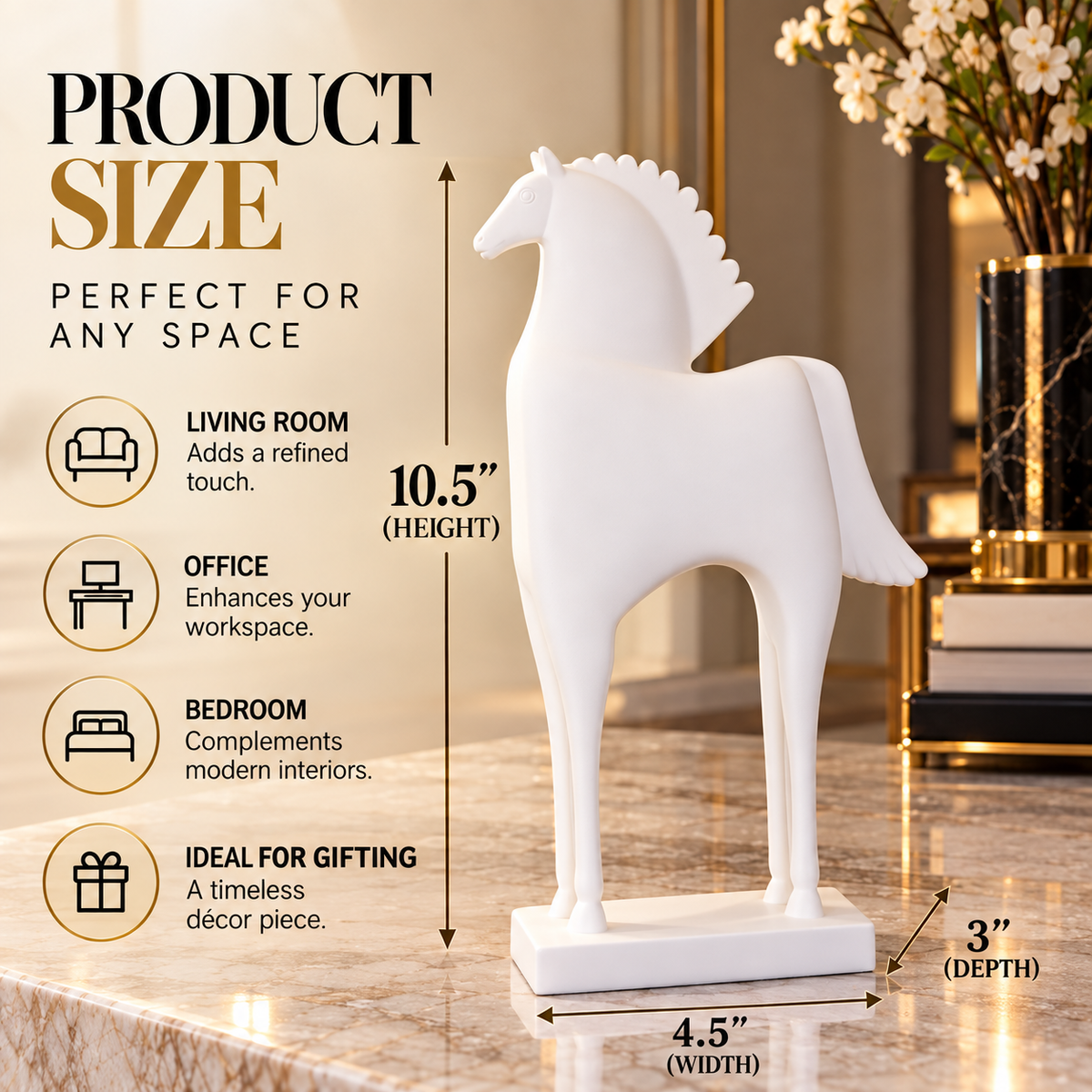 Luxury White Greek Horse Statue By PK LUXUS™
