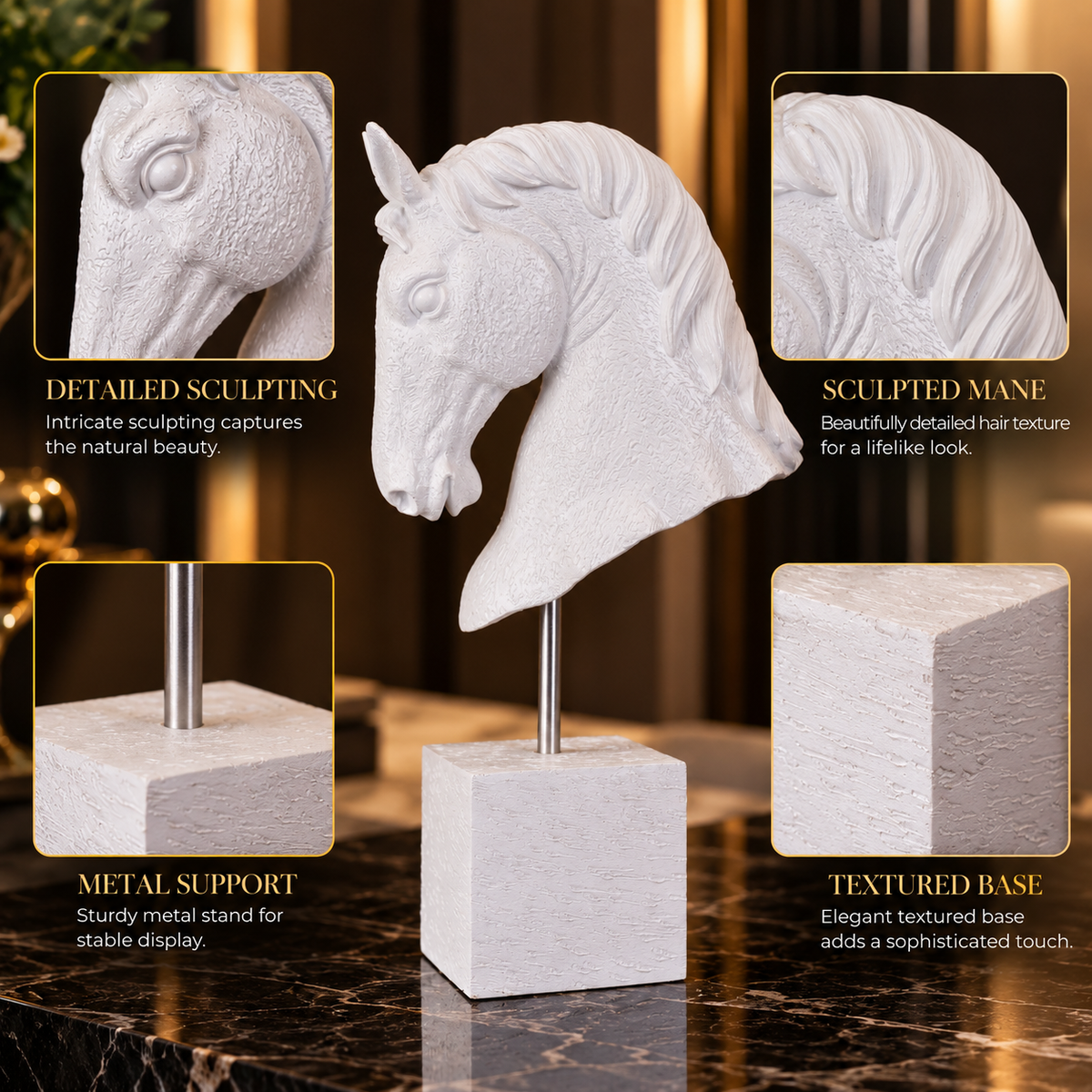 Luxury White Horse Statue For Side Table By PK LUXUS™