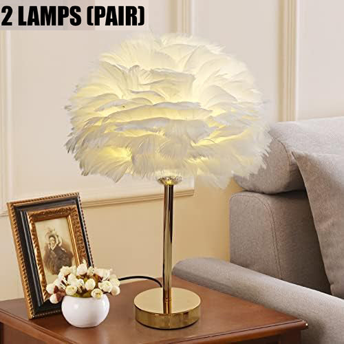 Set of 2 Feather Table Lamp With Bulbs By PK LUXUS™