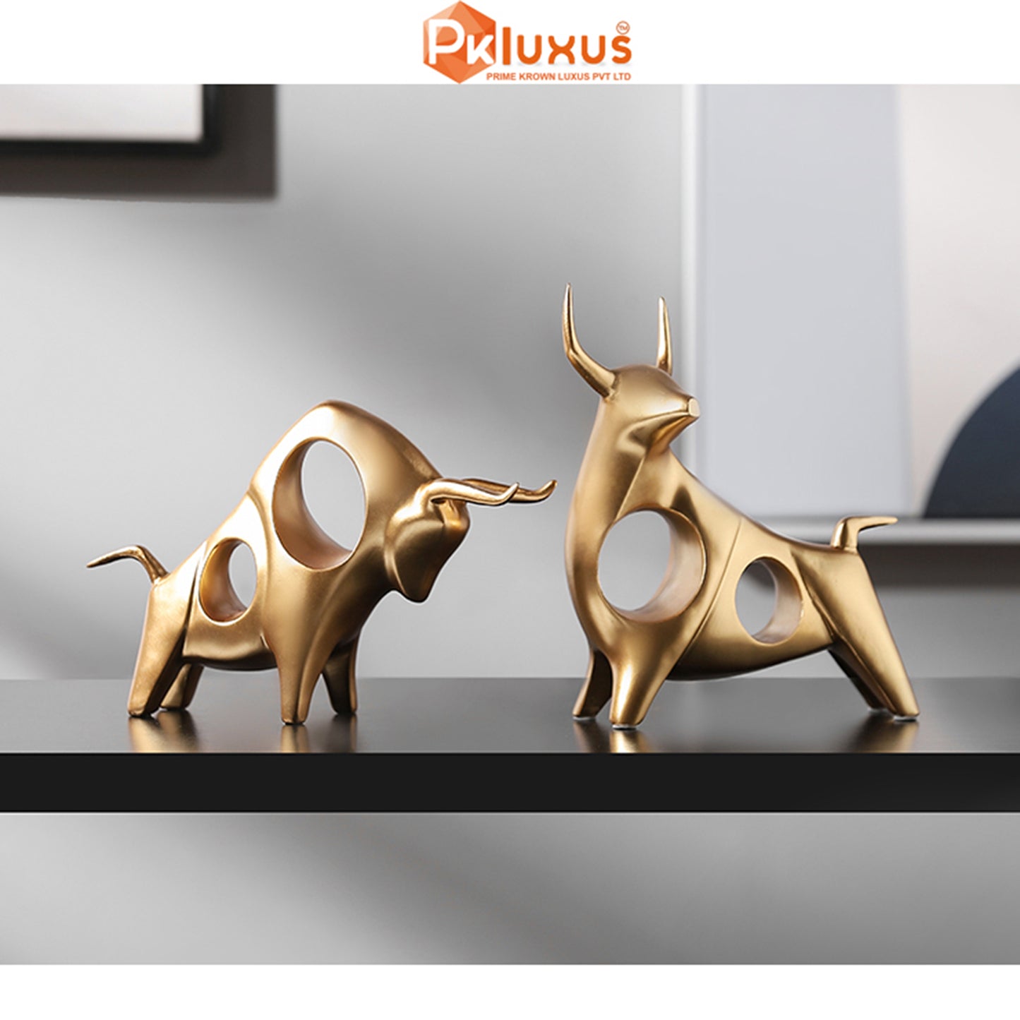 Luxury Golden Bull Statue For Shelves Decor By PK LUXUS™ - PK LUXUS