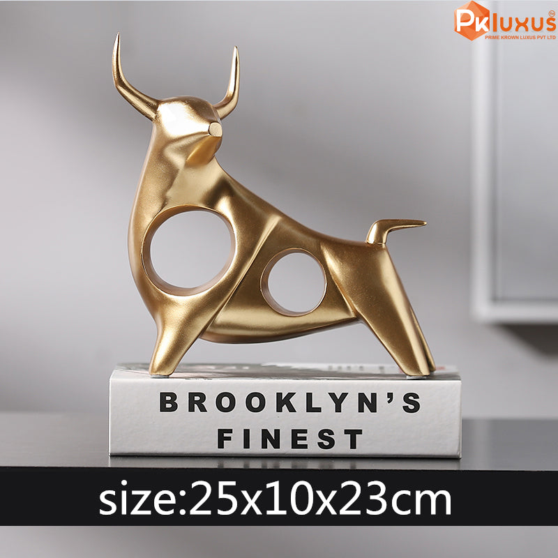 Luxury Golden Bull Statue For Shelves Decor By PK LUXUS™ - PK LUXUS