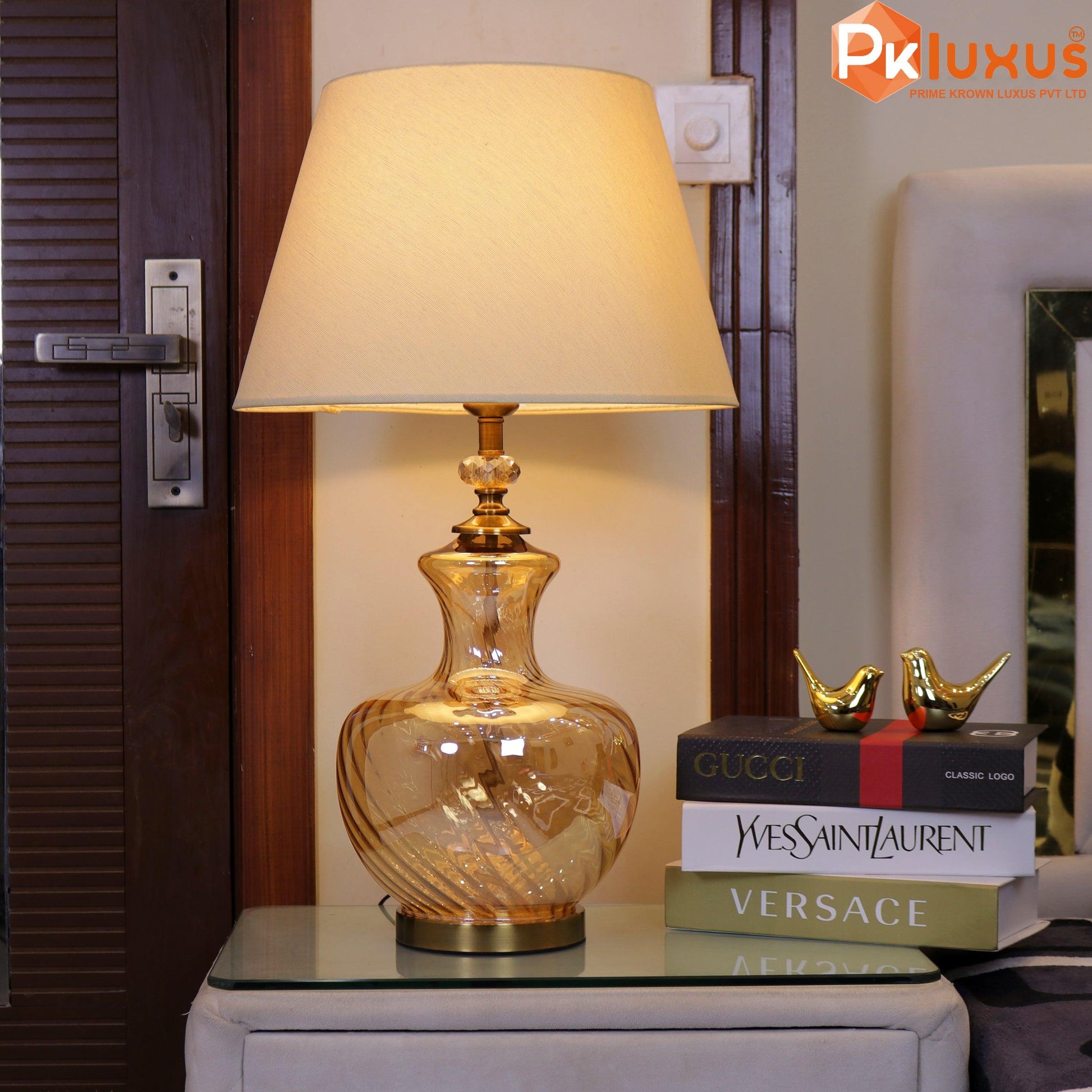 Luxury Gold Big Clay Pot Style Lamp With Light Golden Shade | PK LUXUS™ - PK LUXUS