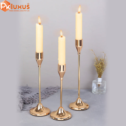 Set Of 3 Brass Candle Stands By PK LUXUS™ - PK LUXUS