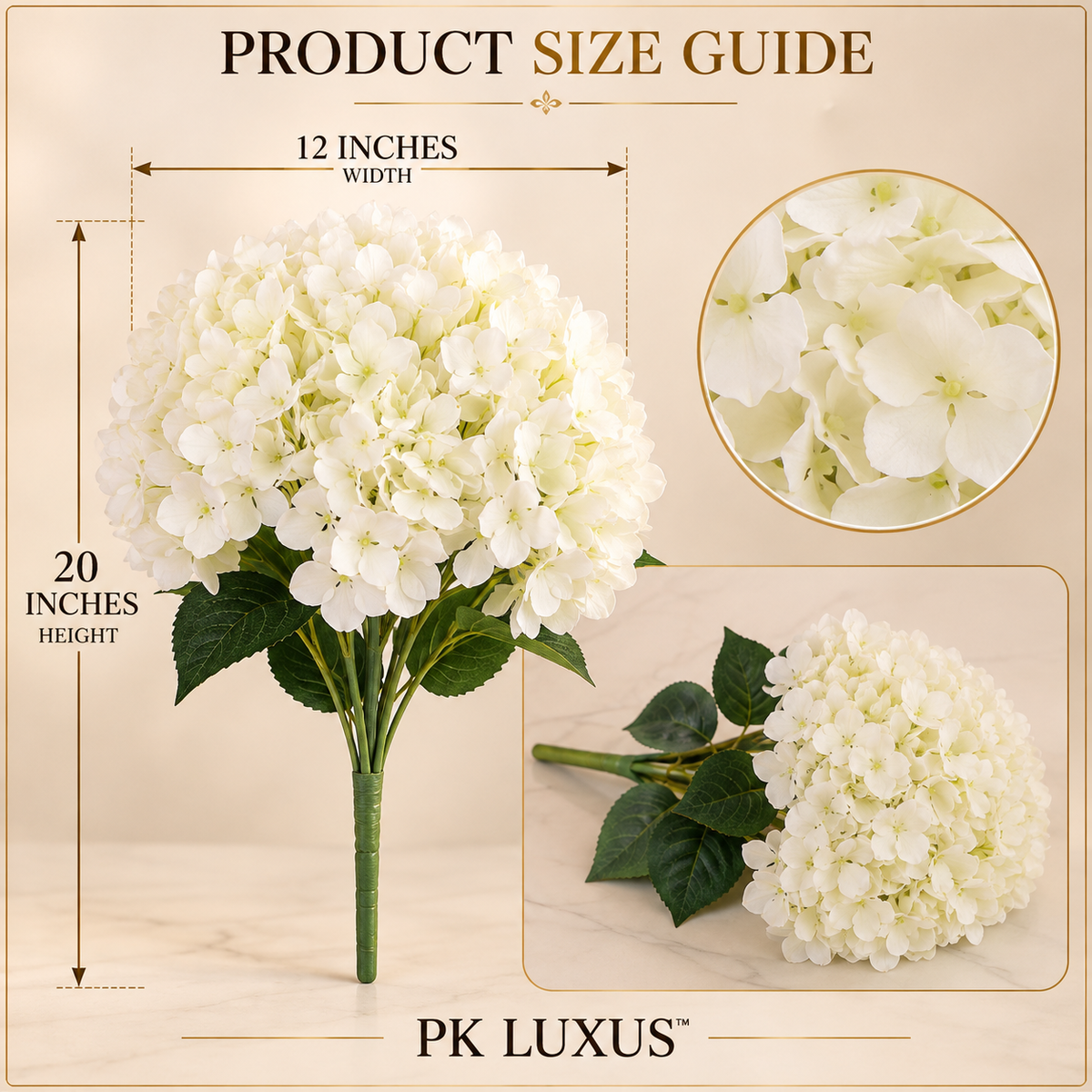 Premium White Artificial Hydrangea Flower Bunch By PK LUXUS™