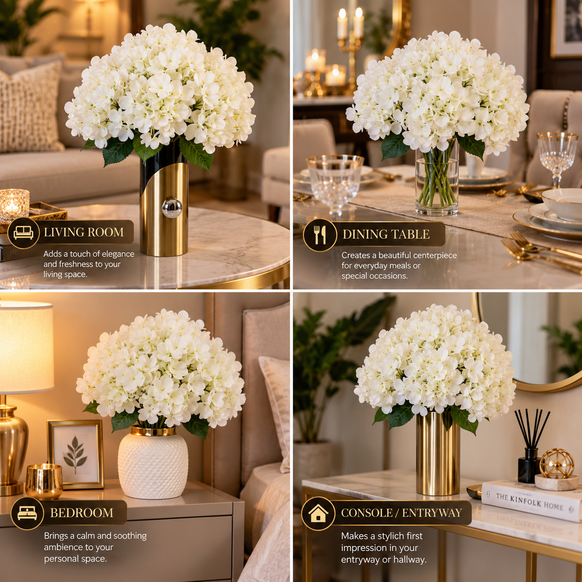 Premium White Artificial Hydrangea Flower Bunch By PK LUXUS™