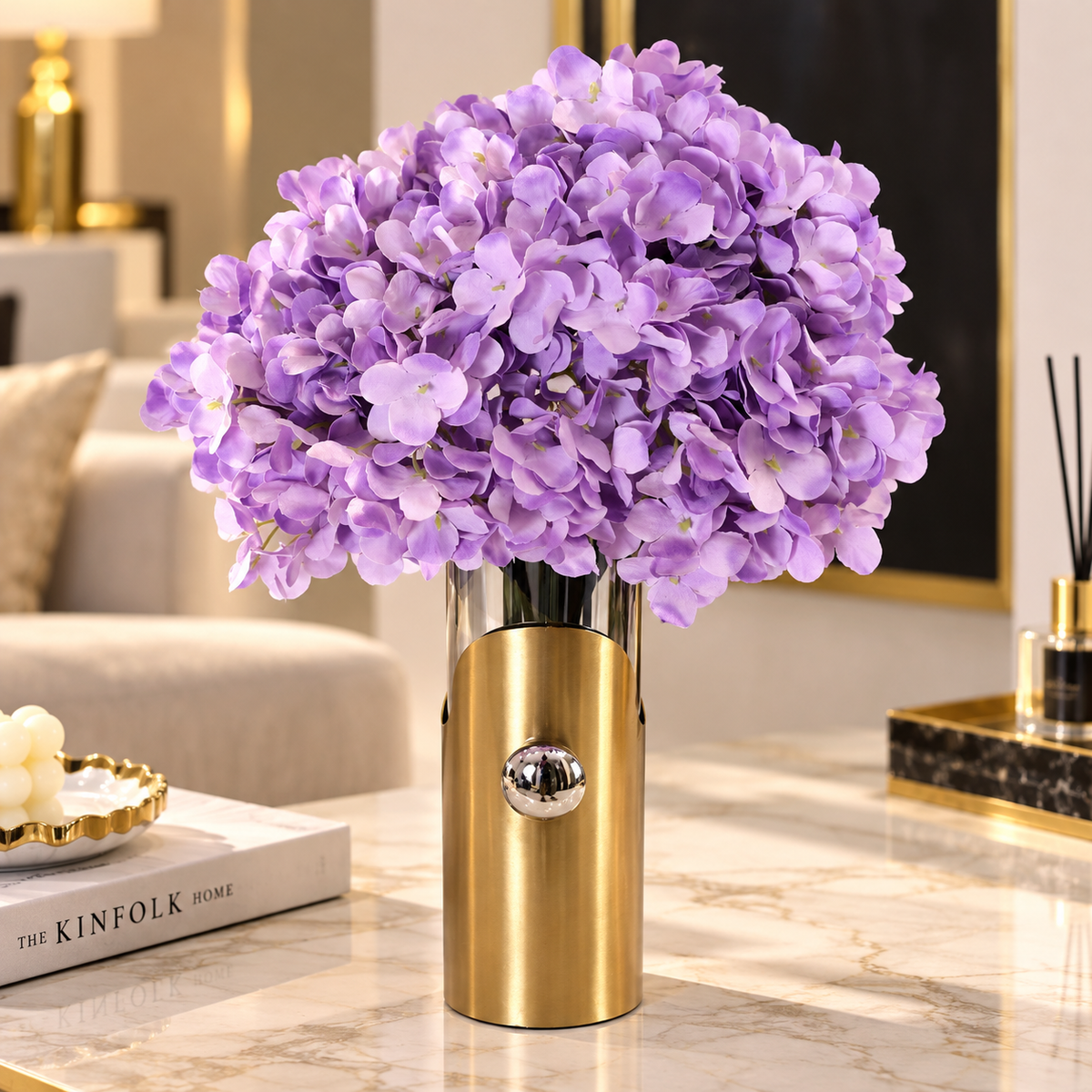 Premium White Artificial Hydrangea Flower Bunch By PK LUXUS™