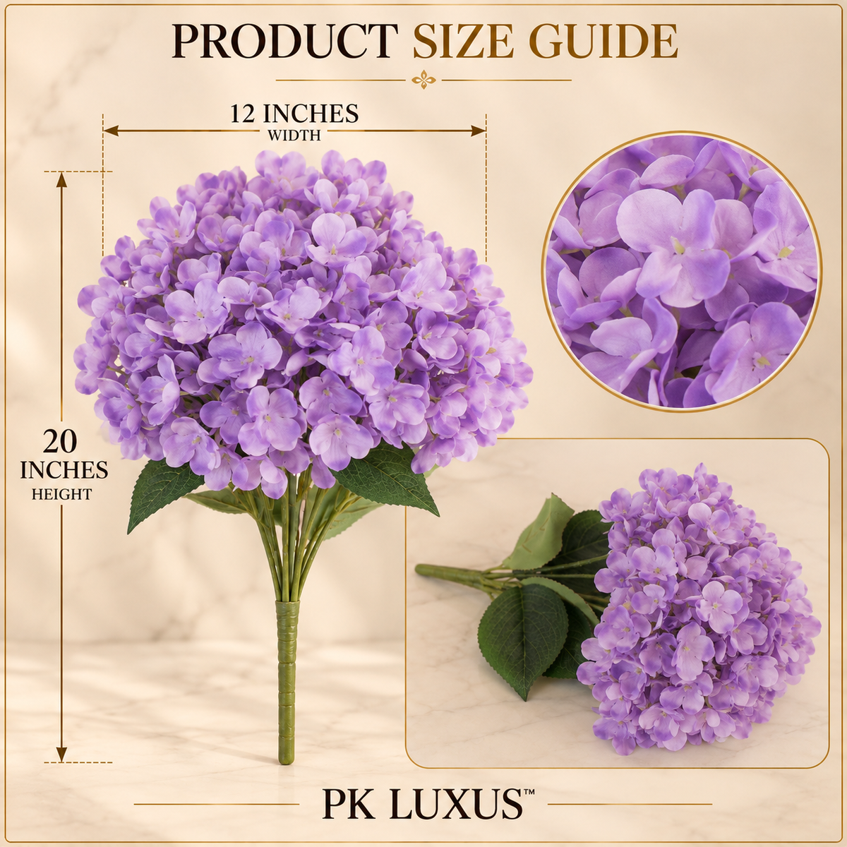 Premium White Artificial Hydrangea Flower Bunch By PK LUXUS™
