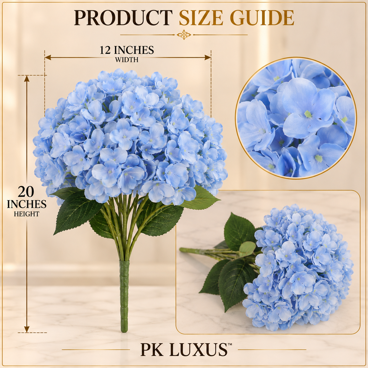 Premium White Artificial Hydrangea Flower Bunch By PK LUXUS™