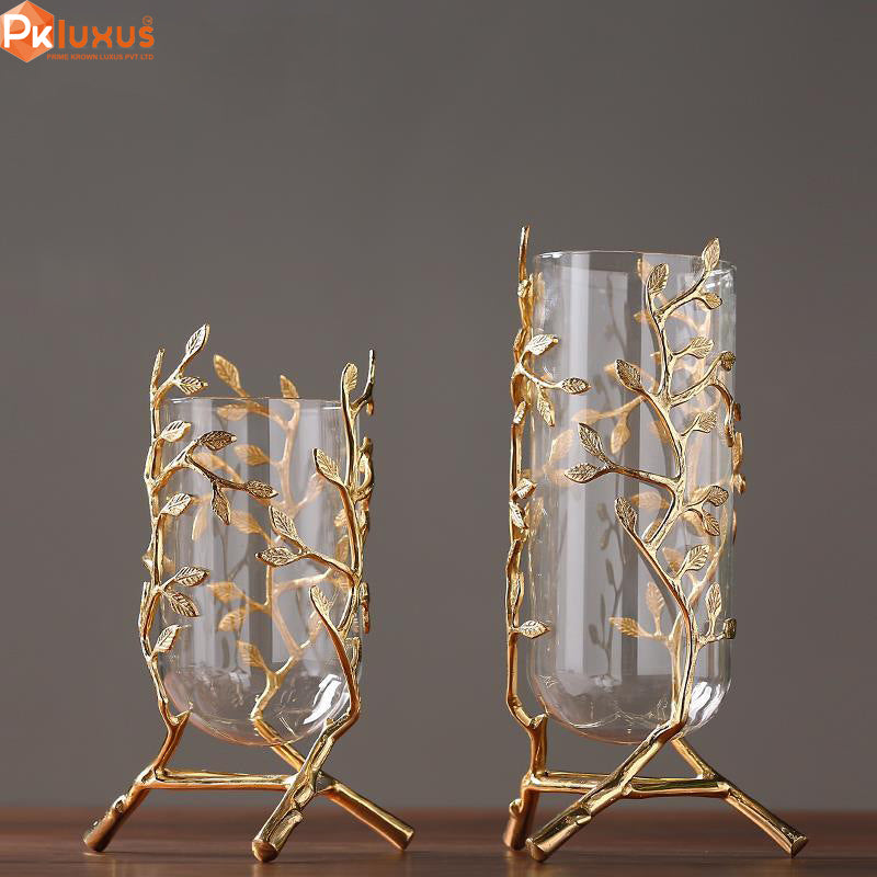 Glass Brass Vase / Brass Candle Holder By PK LUXUS™ - PK LUXUS