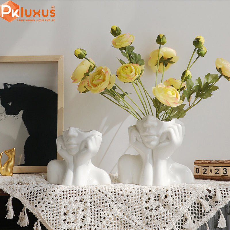 Half Face Flowers / Brushes Pot Vase By PK LUXUS™ - PK LUXUS
