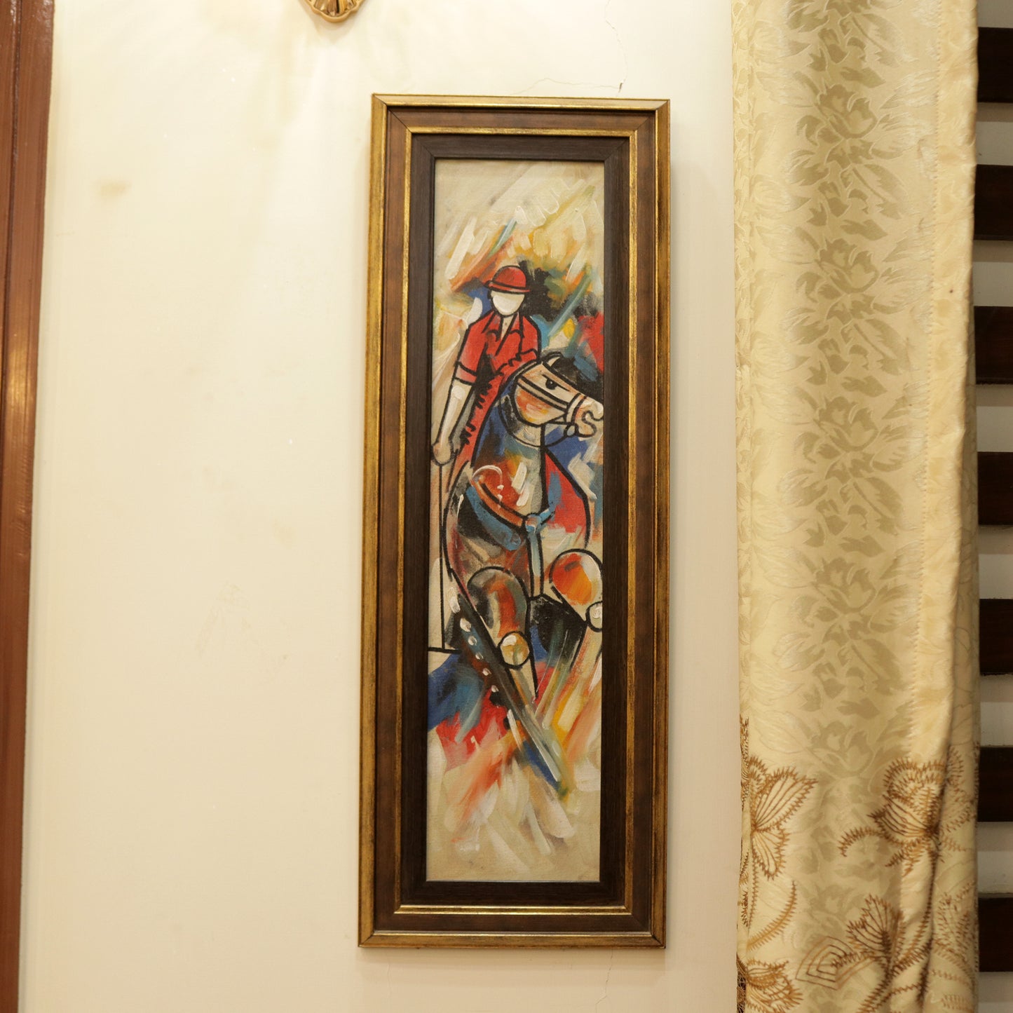 11x28 Inches Real Hand Painted Horse Rider Wall Art By PK LUXUS™