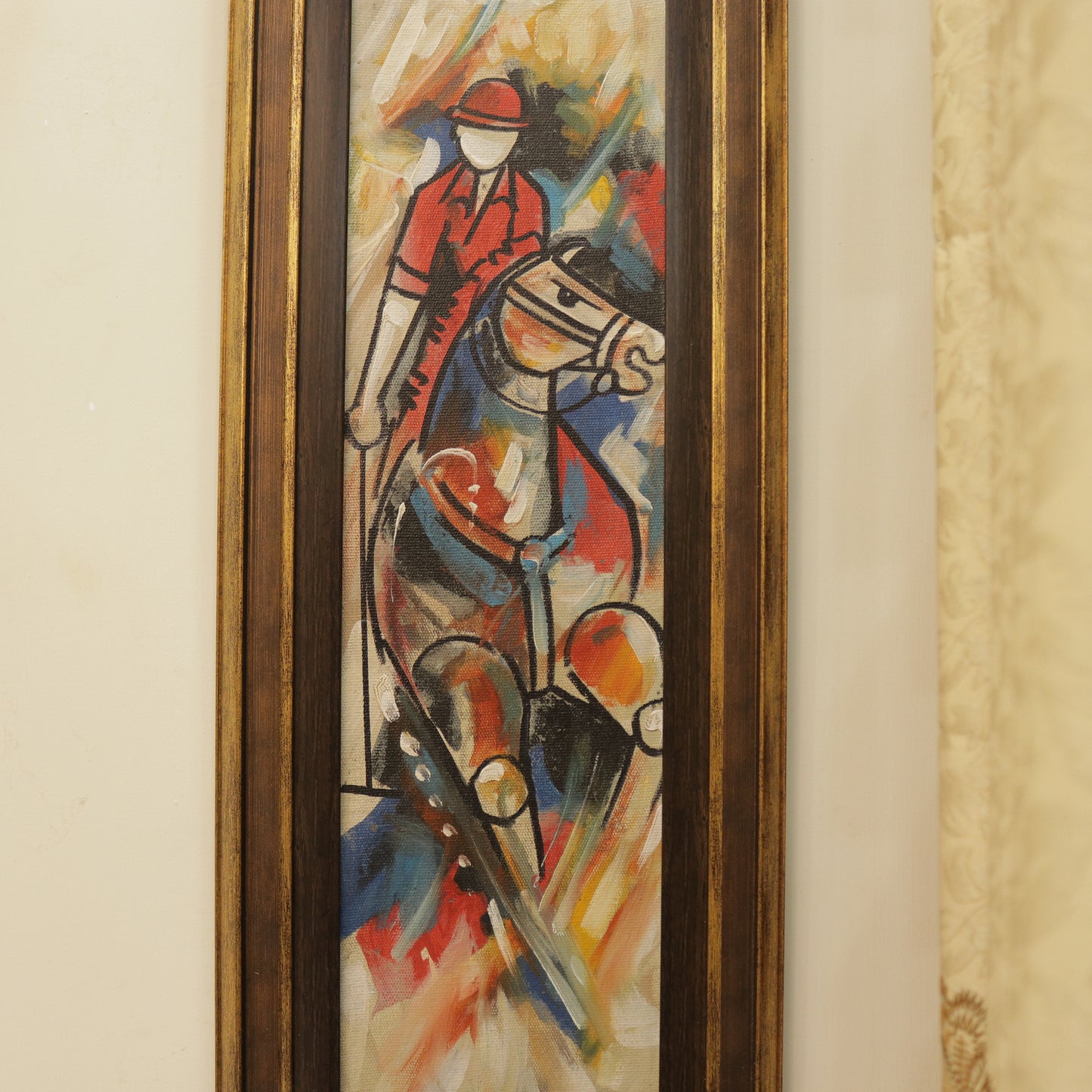 11x28 Inches Real Hand Painted Horse Rider Wall Art By PK LUXUS™