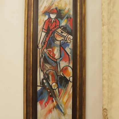 11x28 Inches Real Hand Painted Horse Rider Wall Art By PK LUXUS™