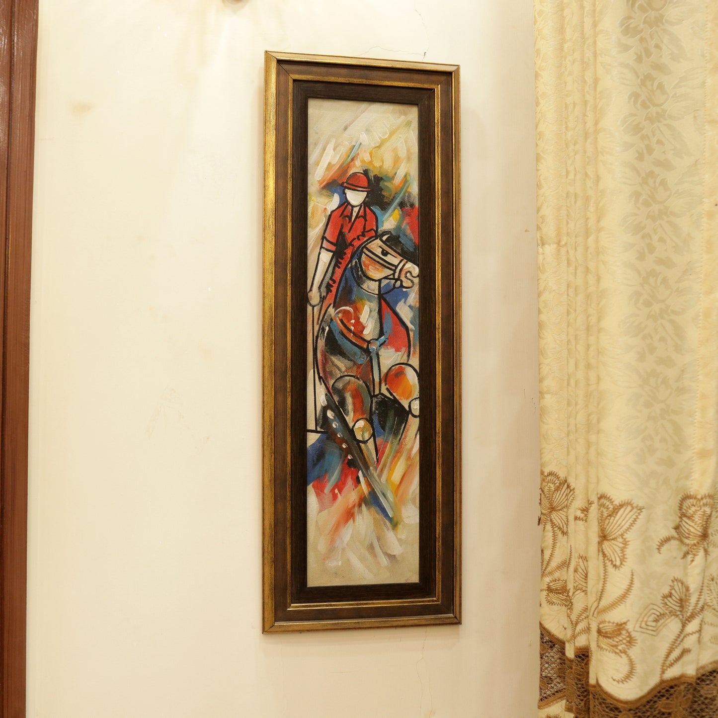 11x28 Inches Real Hand Painted Horse Rider Wall Art By PK LUXUS™