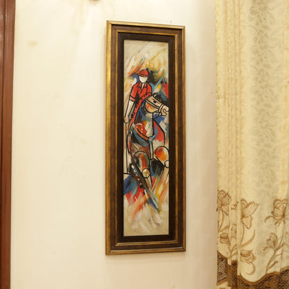 11x28 Inches Real Hand Painted Horse Rider Wall Art By PK LUXUS™