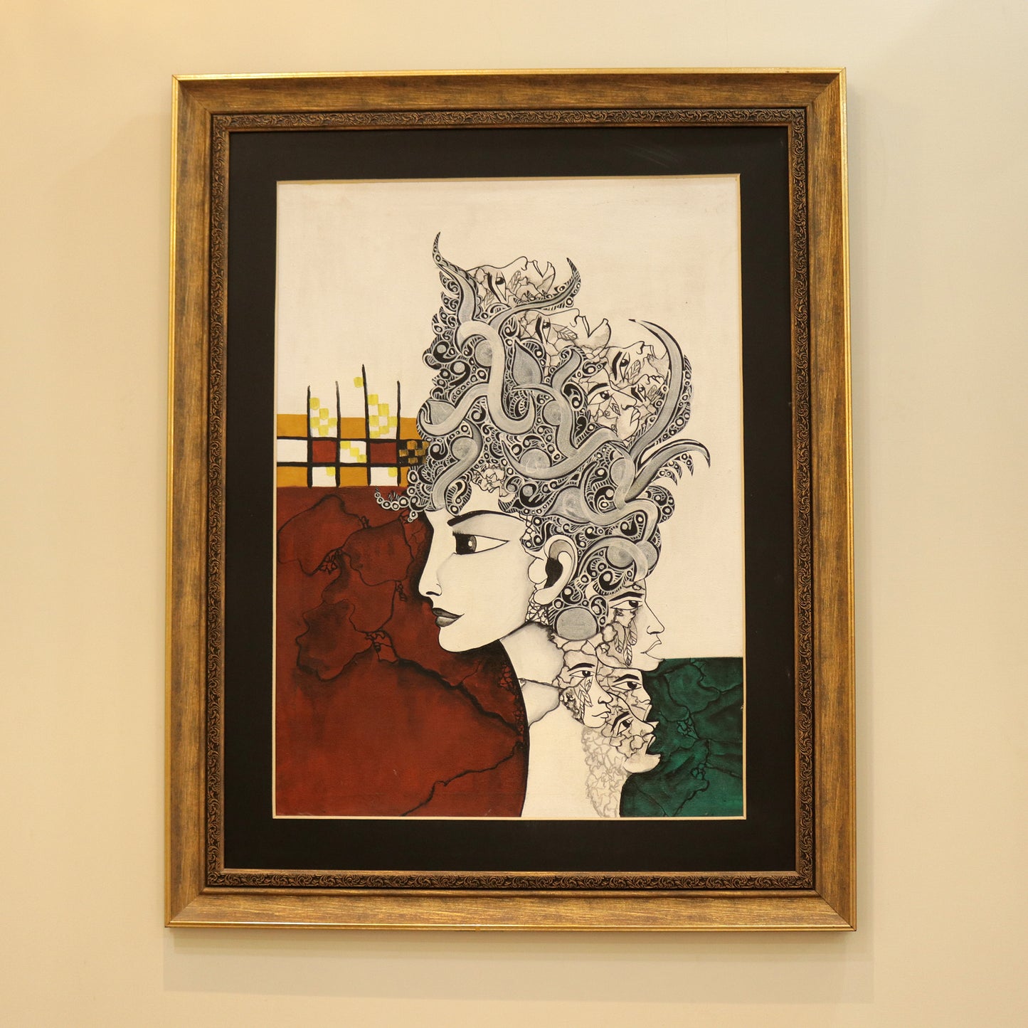 25x32 Inches Real Hand Painted Untitled, Portrait Drawing Wall Art By PK LUXUS™