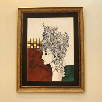 25x32 Inches Real Hand Painted Untitled, Portrait Drawing Wall Art By PK LUXUS™