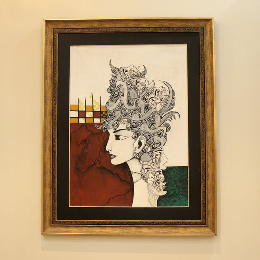 25x32 Inches Real Hand Painted Untitled, Portrait Drawing Wall Art By PK LUXUS™