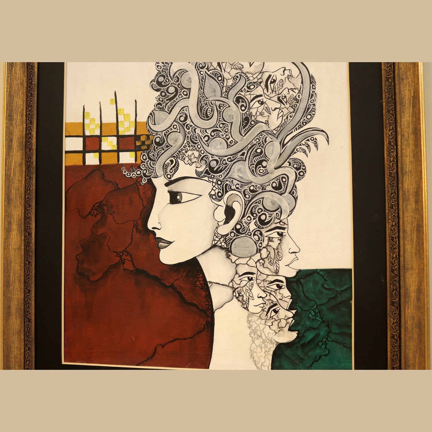 25x32 Inches Real Hand Painted Untitled, Portrait Drawing Wall Art By PK LUXUS™