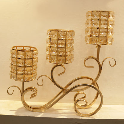Crystal & Gold Metal Candles Holder  By PK LUXUS™