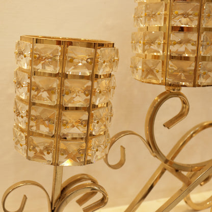 Crystal & Gold Metal Candles Holder  By PK LUXUS™