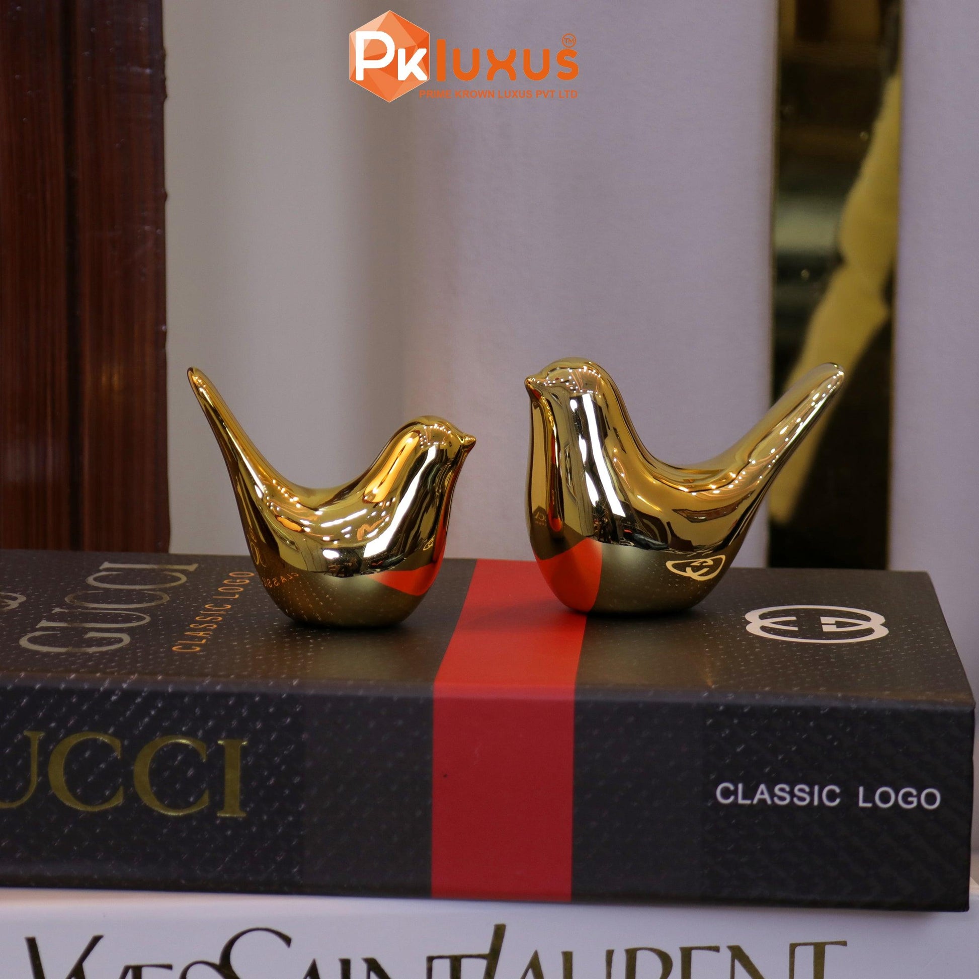 Set of 3 Decorative Books With Gold Sparrows Option | PK LUXUS™ - PK LUXUS