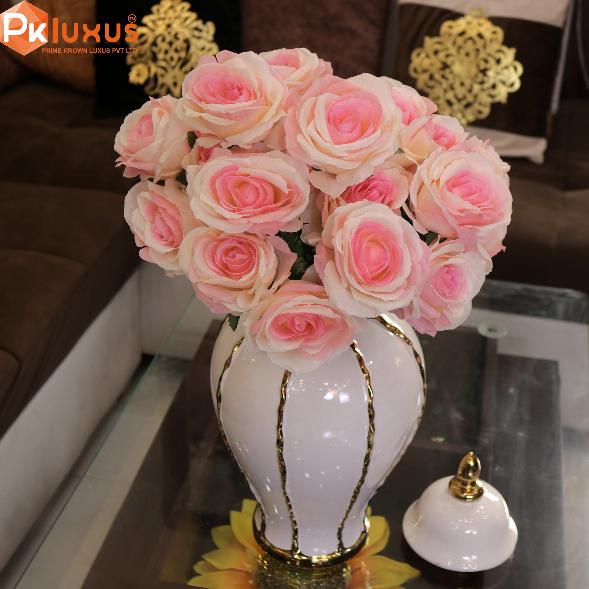 18 Inches Light Cream Pink Roses Bunch | PK LUXUS™ - PK LUXUS