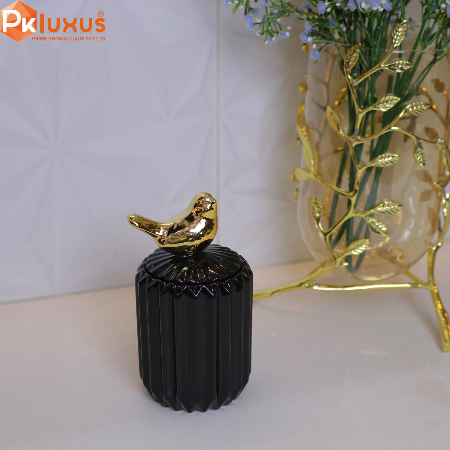 Black & Gold Sparrow Candy Jar / Canister By PK LUXUS™ - PK LUXUS