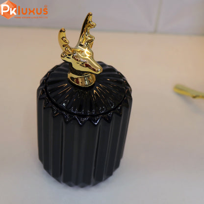 Black & Gold Deer Candy Jar / Canister By PK LUXUS™ - PK LUXUS