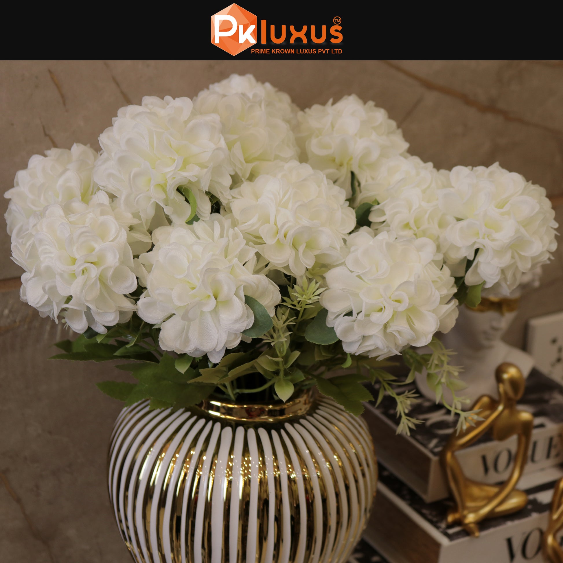 24-inch White Hydrangeas Ball Flowers By PK LUXUS™ - PK LUXUS