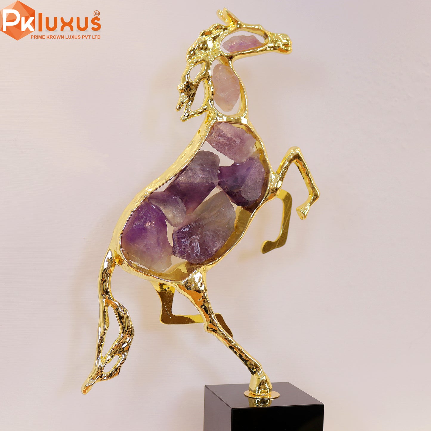 Luxury Gold Inlay Natural Glazed Stone Horse Statue By PK LUXUS™ - PK LUXUS