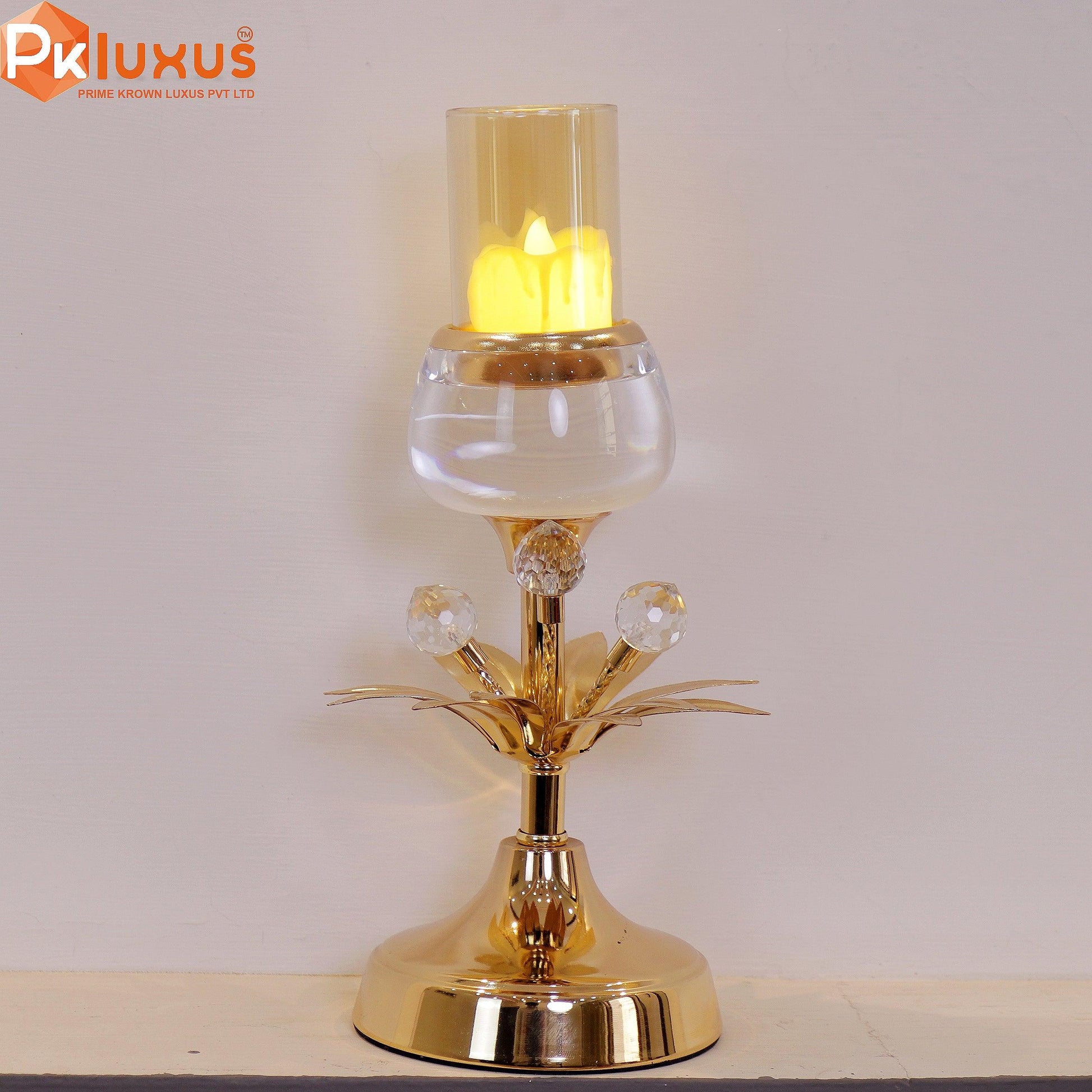 Gold Candle Stand with Crystals | PK LUXUS™ - PK LUXUS