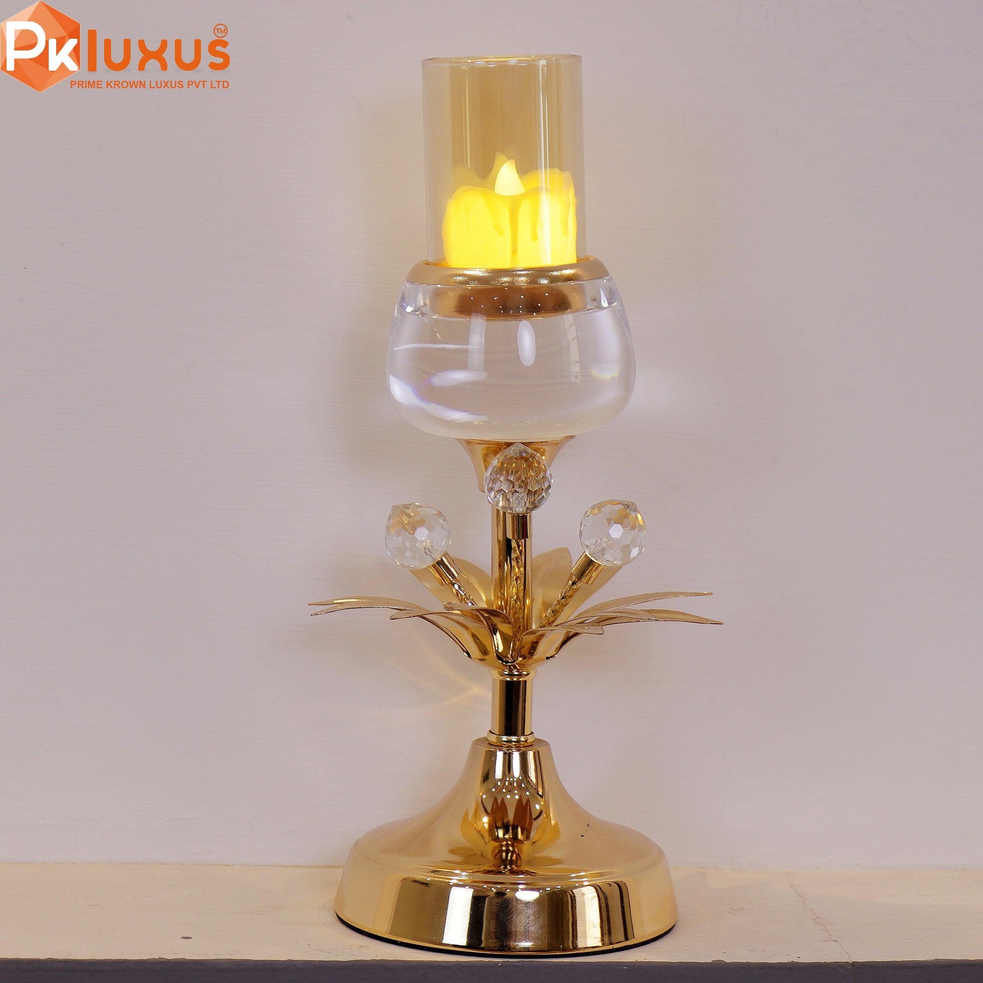 Gold Candle Stand with Crystals | PK LUXUS™ - PK LUXUS