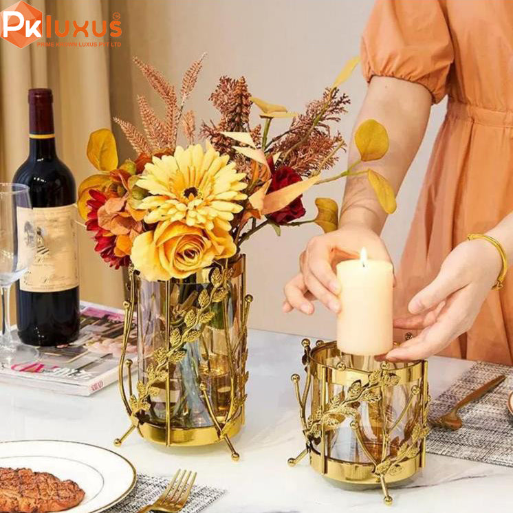 Set of 2 Metal Vase / Candle Holder By PK LUXUS™ - PK LUXUS