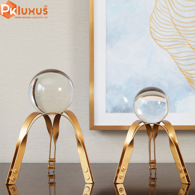 European style Iron Art Tripod Crystal Ball Stand Decor By PK LUXUS™ - PK LUXUS