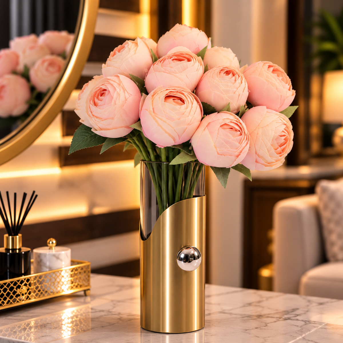 Artificial Ranunculus Flower Bunch – 12 Stems, 3 Colors By PK LUXUS™