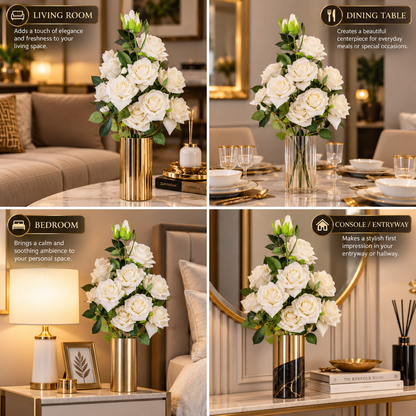 Luxury Artificial White Rose Bouquet – By PK LUXUS™