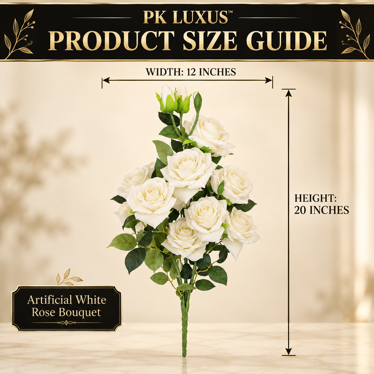 Luxury Artificial White Rose Bouquet – By PK LUXUS™