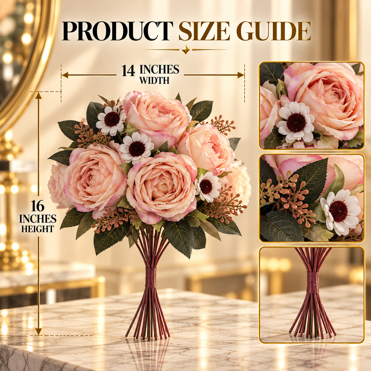 Artificial Rose & Daisy Mixed Bouquet – Available in 3 Colors | By PK LUXUS™