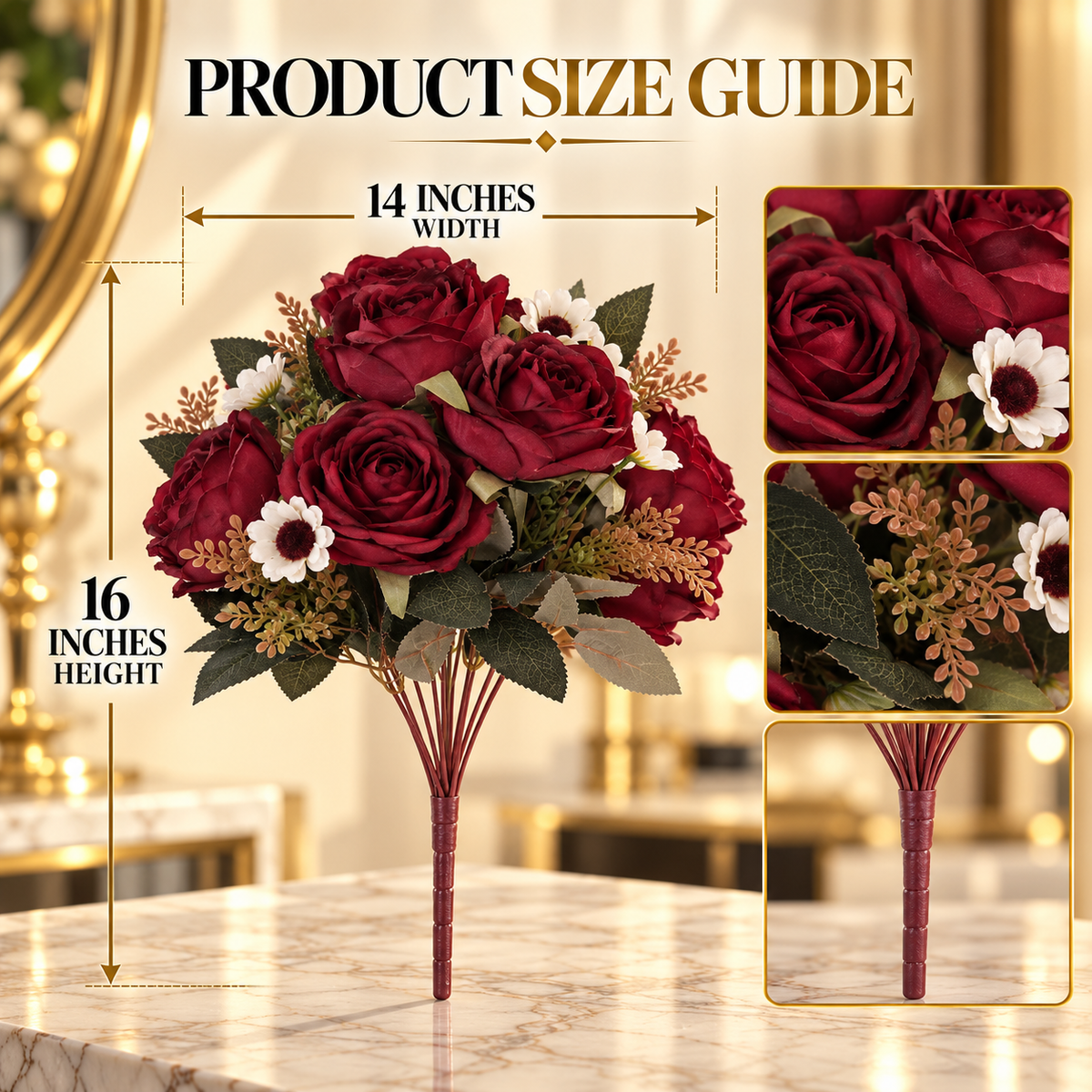 Artificial Rose & Daisy Mixed Bouquet – Available in 3 Colors | By PK LUXUS™