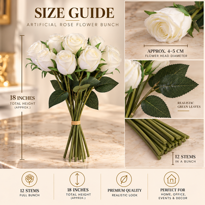 Artificial Rose Bouquet – 12 Stems, 3 Colours Available By PK LUXUS™