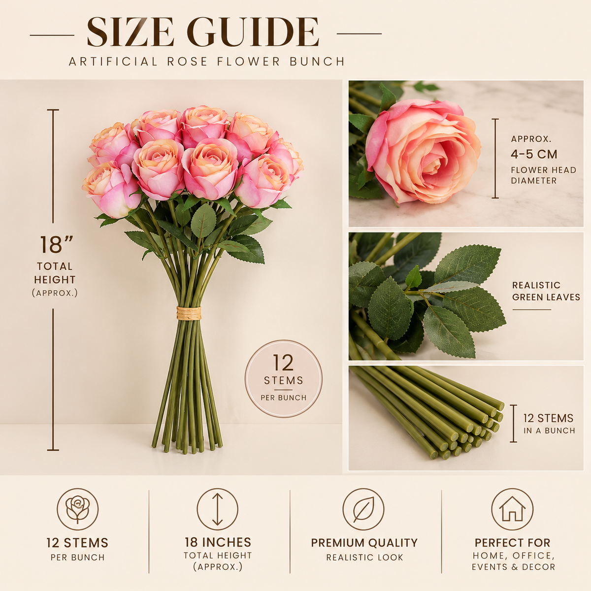 Artificial Rose Bouquet – 12 Stems, 3 Colours Available By PK LUXUS™