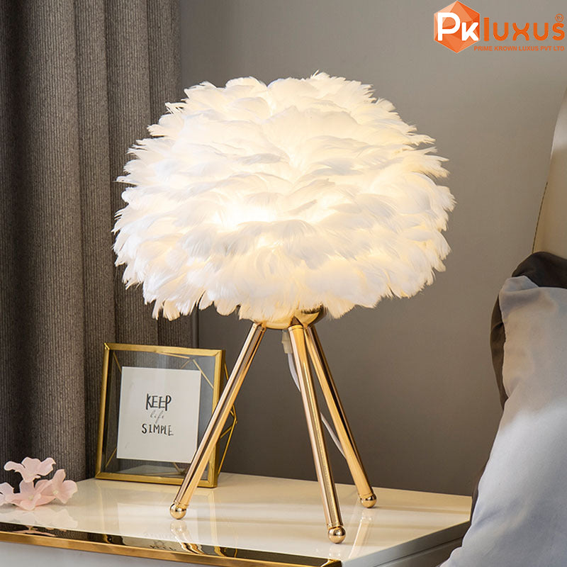 Feather Table Lamp With Tripod Base By PK LUXUS™ - PK LUXUS