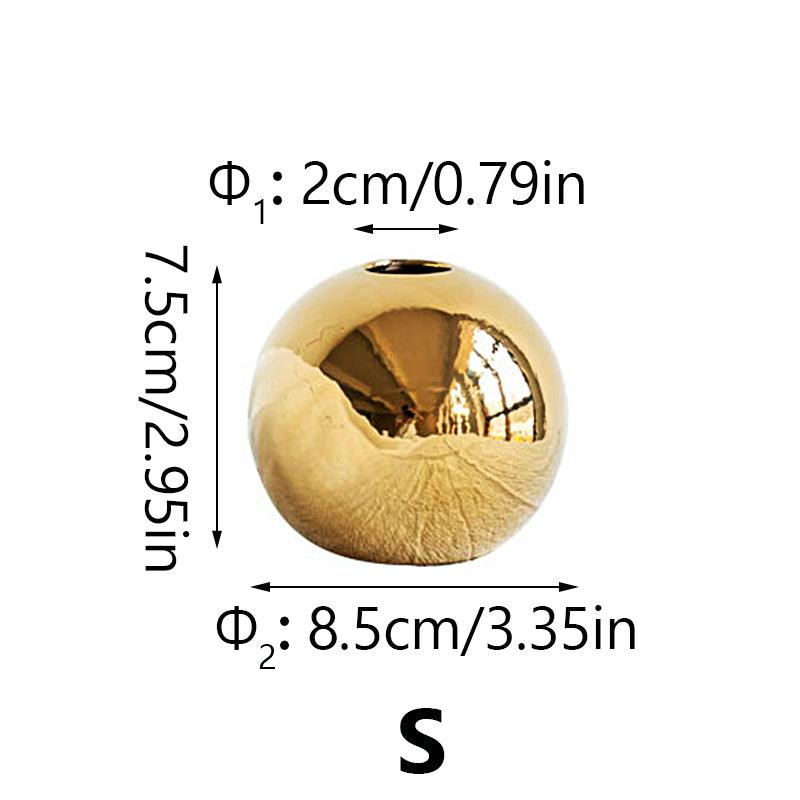 Set Of 3 Luxury Golden Ball Ceramic Vases By PK LUXUS™ - PK LUXUS