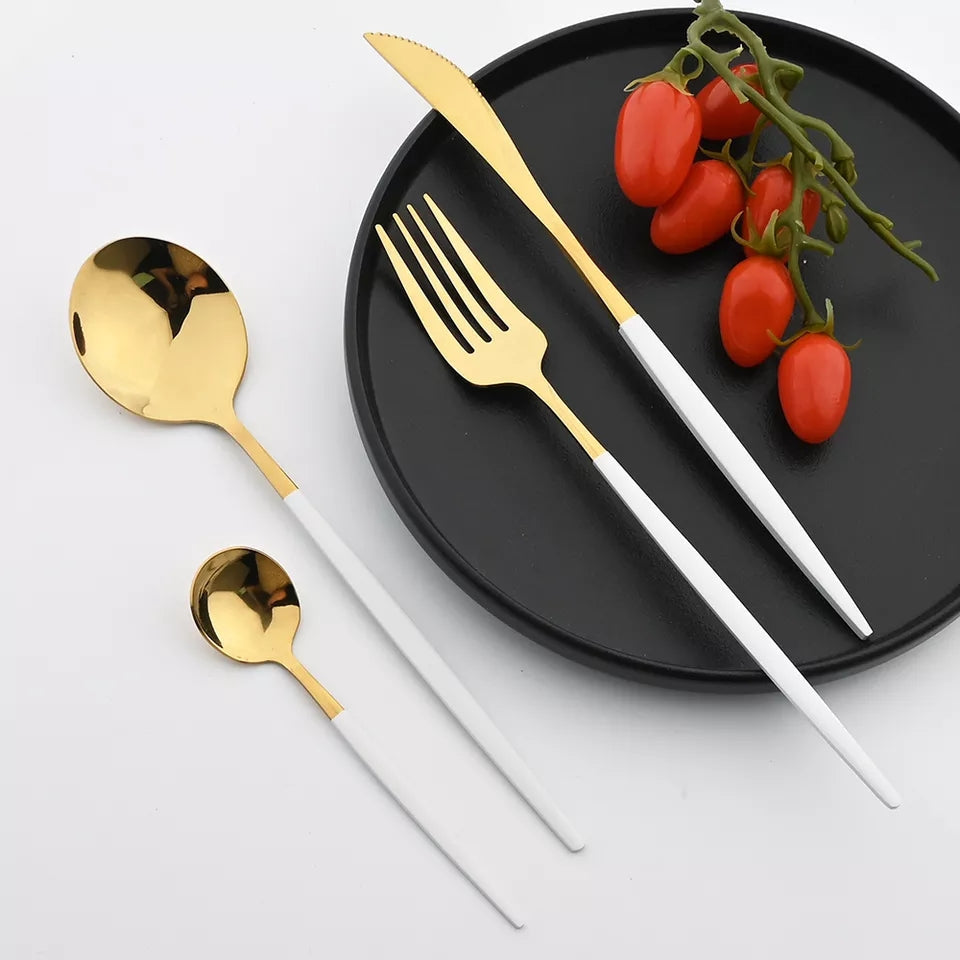 24 Pieces High Quality Golden Stainless Steel Cutlery Set By PK LUXUS™