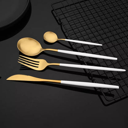 24 Pieces High Quality Golden Stainless Steel Cutlery Set By PK LUXUS™