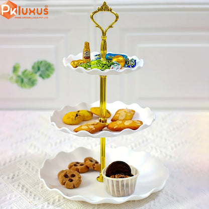 3- Tier Luxury White & Gold Cupcake Stand for Tea Parties By PK LUXUS™