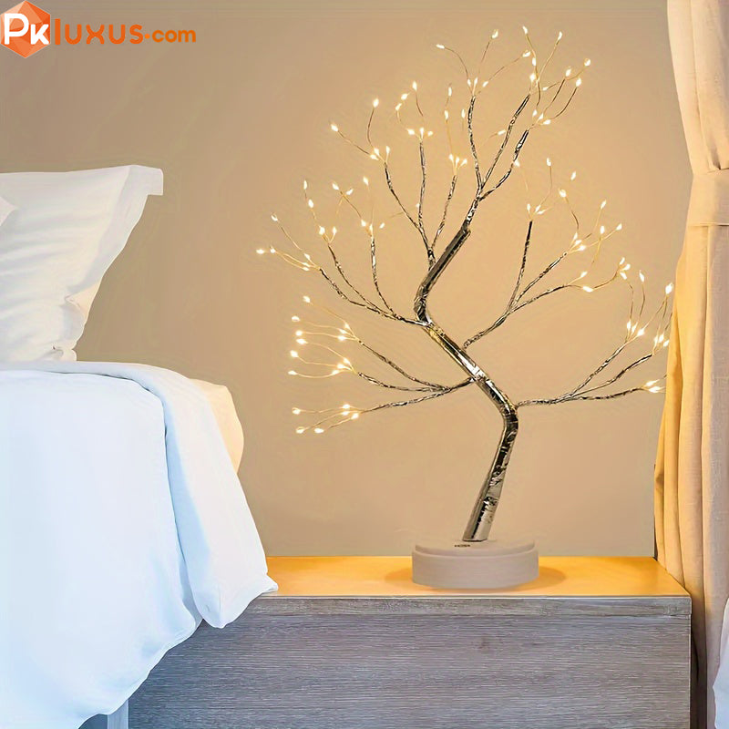 LED Bonsai Tree Desk Lamp, 108 Warm White Lights, Touch Control By PK LUXUS™ - PK LUXUS