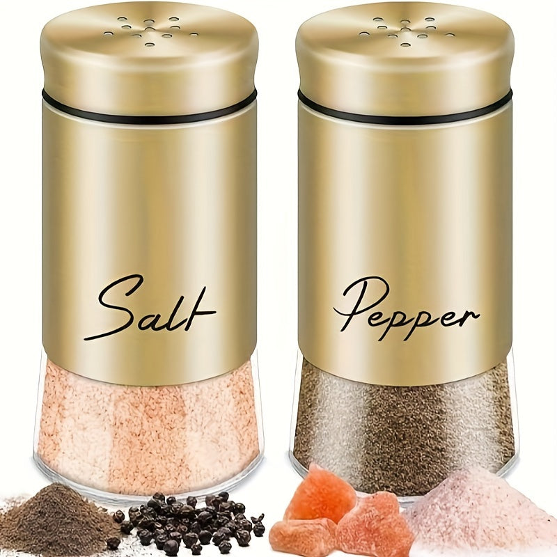 Luxury Set of 2 Salt And Pepper Seasoning Glass Jars By PK LUXUS™ - PK LUXUS