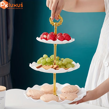 3- Tier Luxury White & Gold Cupcake Stand for Tea Parties By PK LUXUS™